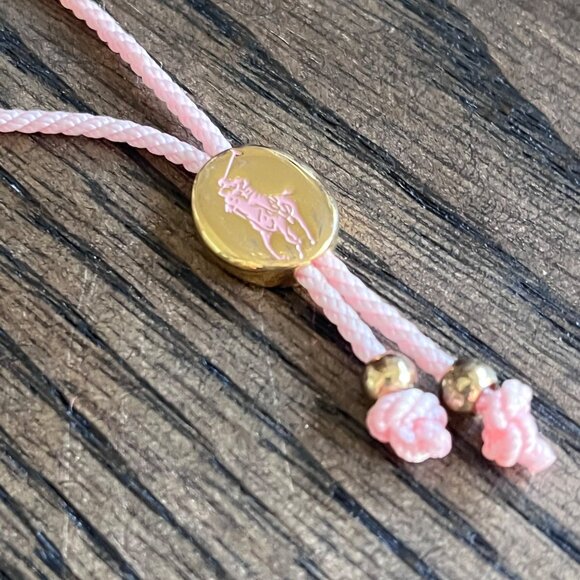 Polo‎ Ralph Lauren Bracelet Slide Closure Adjustable S/M Pink Pony Gold Plated - Picture 2 of 8